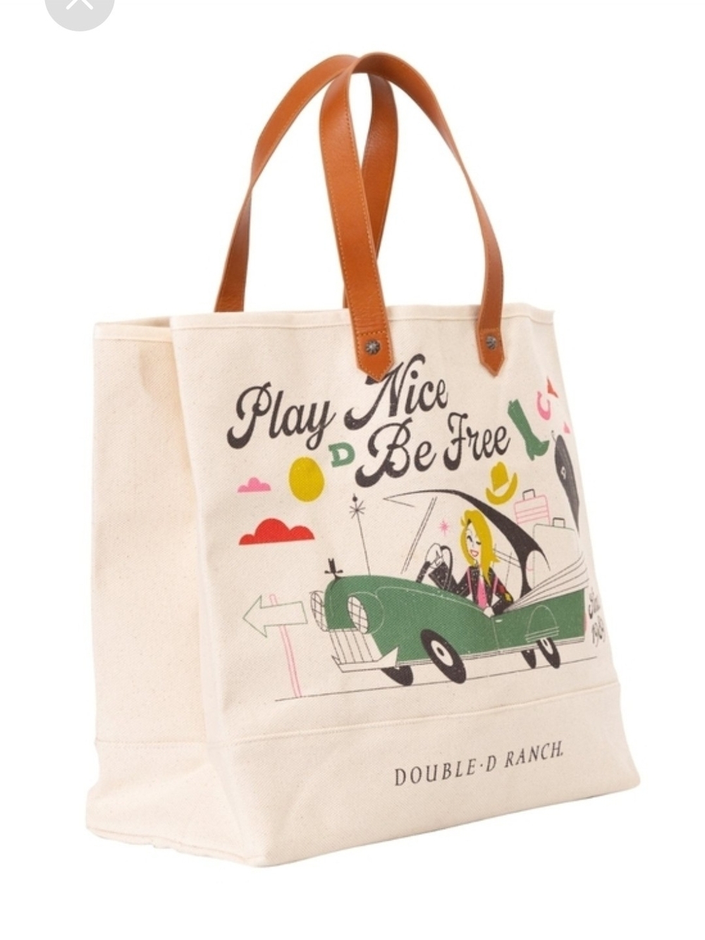 Double D Ranch Play Nice Be Free Canvas Tote